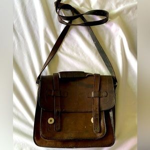 Dark Brown Leather Messenger Satchel with Shoulder strap from Guadalajara Mexico